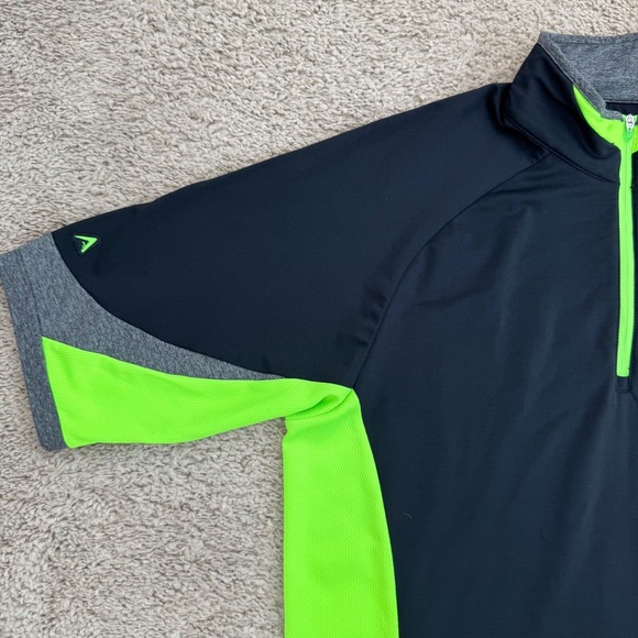 Antigua Golf‎ Pullover Desert Dry Men L Black Neon Green 1/4 Zip Shirt Athletic - Picture 7 of 10